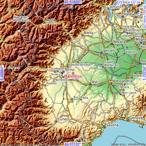 Topographic map of Marentino