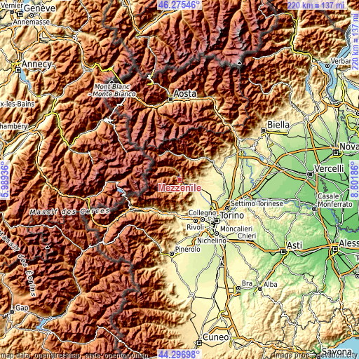 Topographic map of Mezzenile