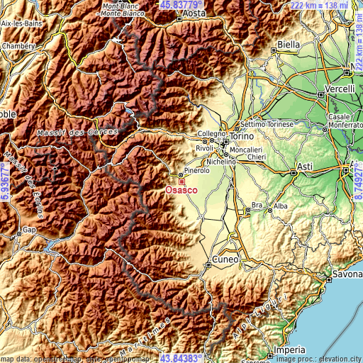 Topographic map of Osasco