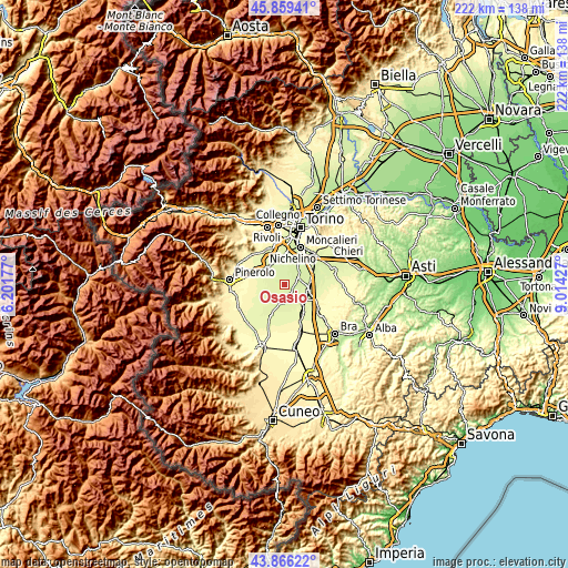 Topographic map of Osasio