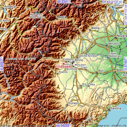 Topographic map of Villarbasse