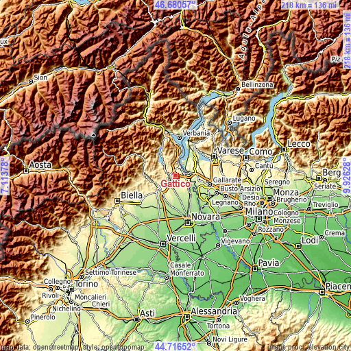 Topographic map of Gattico