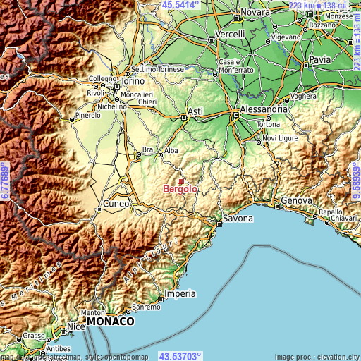 Topographic map of Bergolo