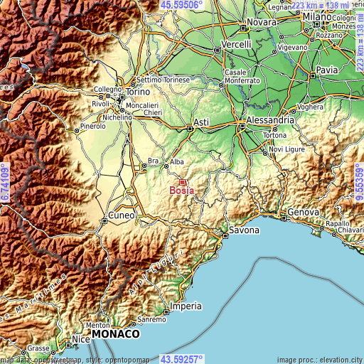 Topographic map of Bosia