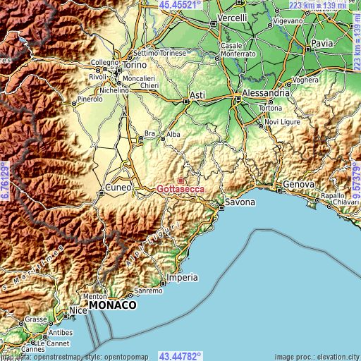 Topographic map of Gottasecca