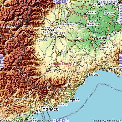 Topographic map of Lequio Tanaro