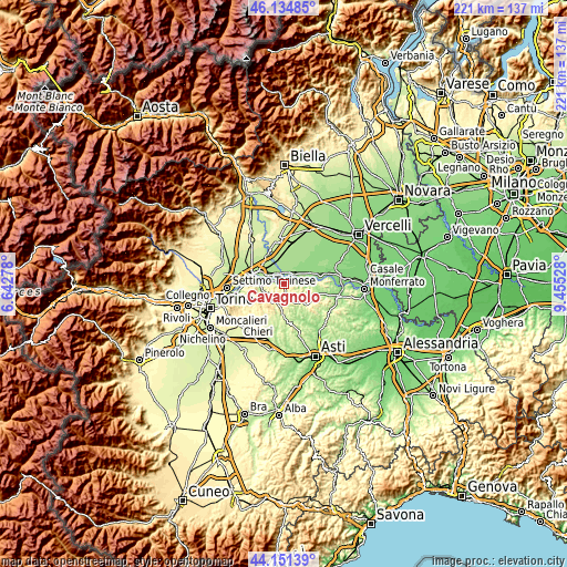 Topographic map of Cavagnolo