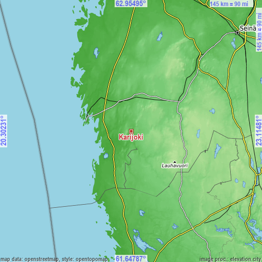 Topographic map of Karijoki