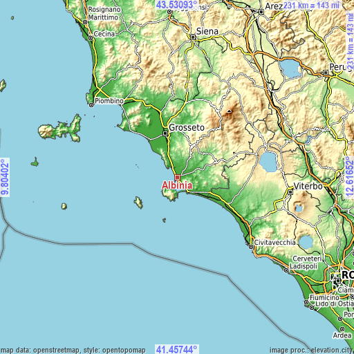 Topographic map of Albinia