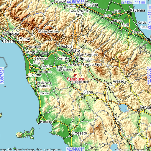 Topographic map of Sambuca