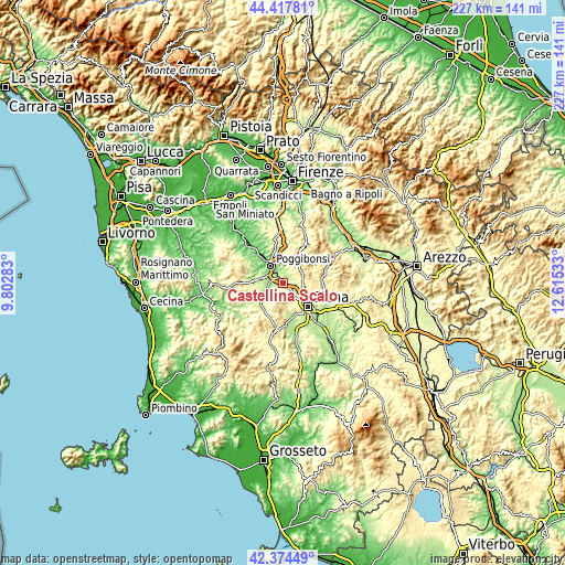 Topographic map of Castellina Scalo