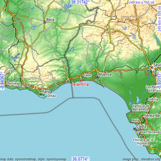 Topographic map of Islantilla