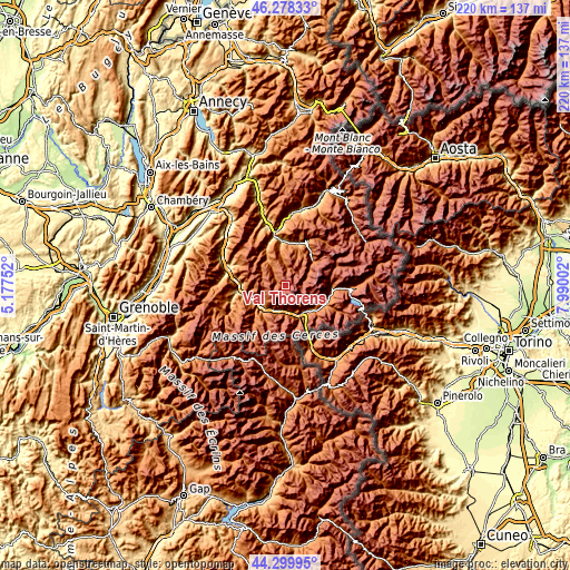 Topographic map of Val Thorens