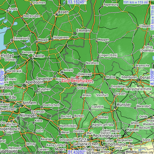 Topographic map of Zuid-Berghuizen