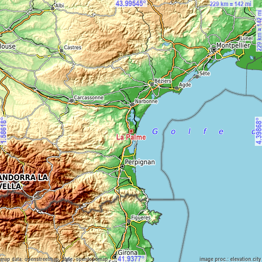 Topographic map of La Palme