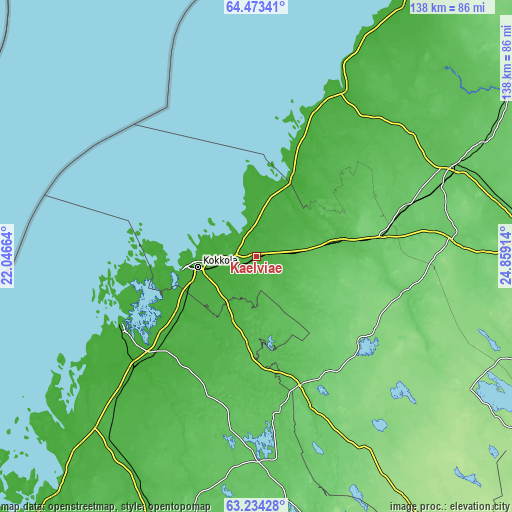 Topographic map of Kälviä