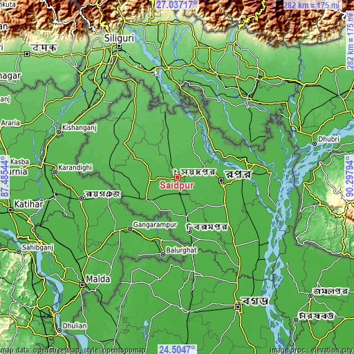 Topographic map of Saidpur