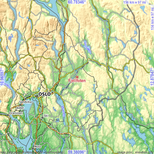 Topographic map of Fjellfoten