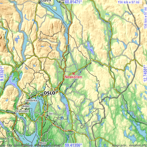 Topographic map of Neskollen