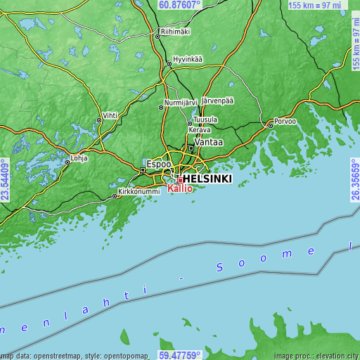 Topographic map of Kallio