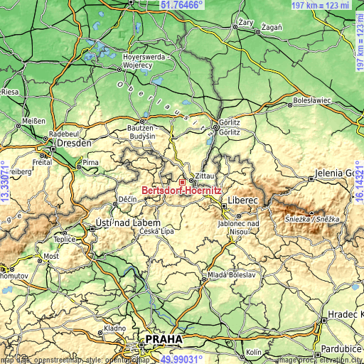 Topographic map of Bertsdorf-Hörnitz