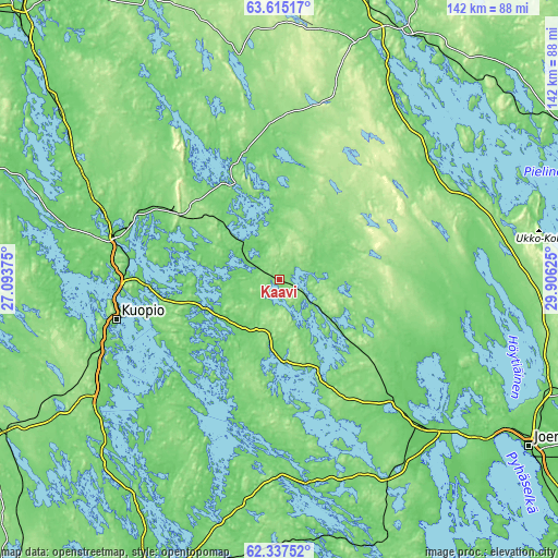 Topographic map of Kaavi