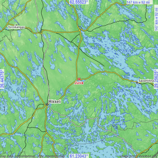Topographic map of Juva
