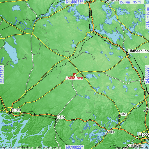 Topographic map of Jokioinen