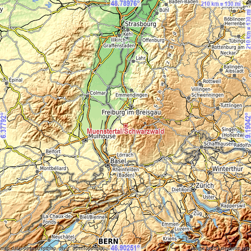 Topographic map of Münstertal/Schwarzwald