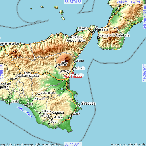 Topographic map of Aci Trezza