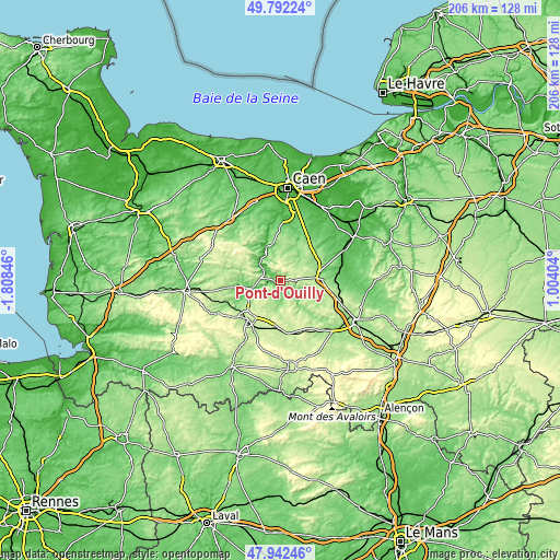 Topographic map of Pont-d'Ouilly