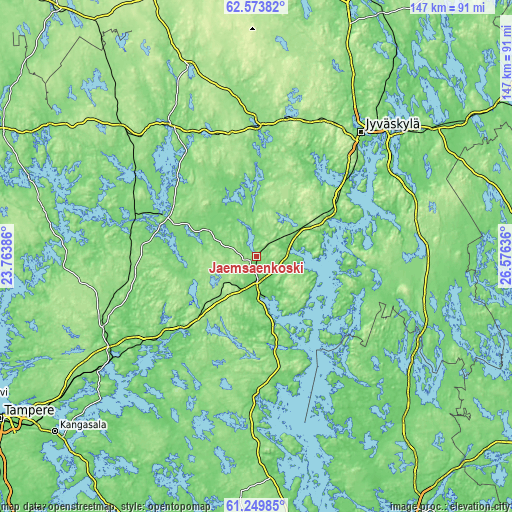 Topographic map of Jämsänkoski
