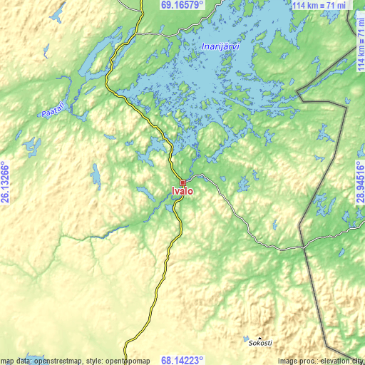 Topographic map of Ivalo