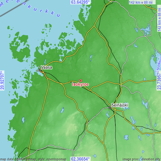 Topographic map of Isokyrö