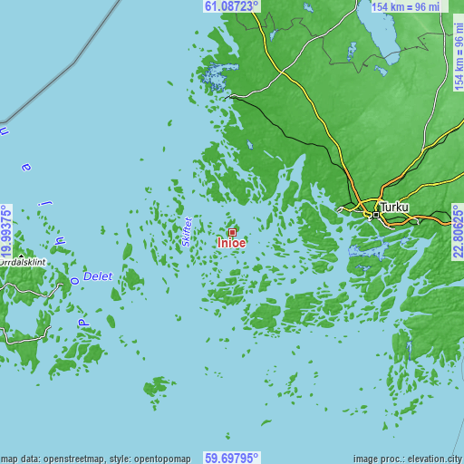 Topographic map of Iniö