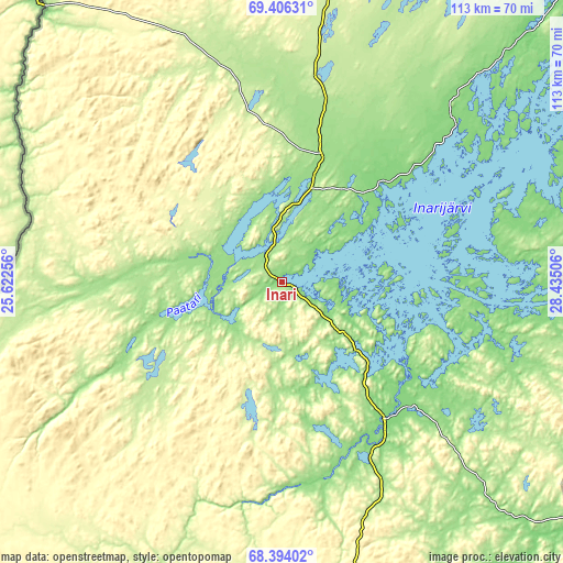 Topographic map of Inari