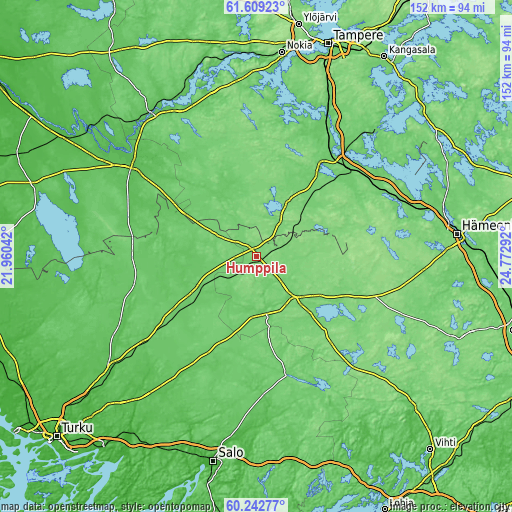 Topographic map of Humppila