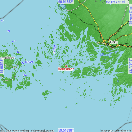 Topographic map of Houtskär