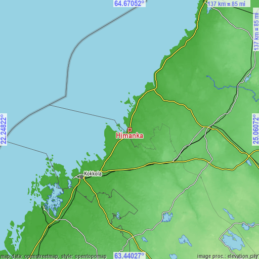 Topographic map of Himanka