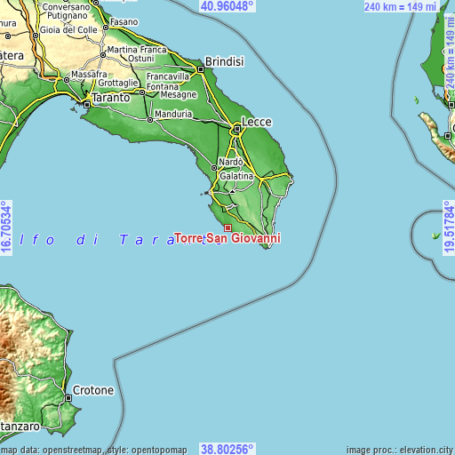 Topographic map of Torre San Giovanni