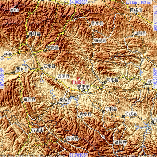 Topographic map of Hanbin