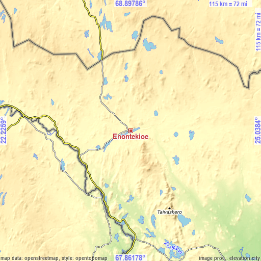 Topographic map of Enontekiö