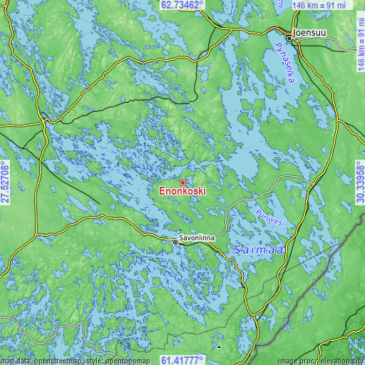 Topographic map of Enonkoski