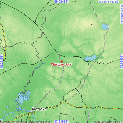 Topographic map of Chistyye Bory