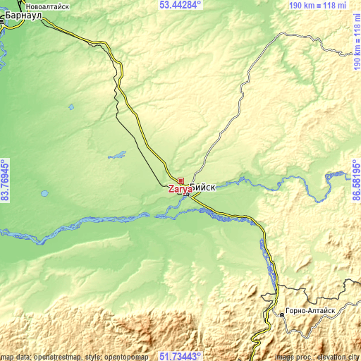 Topographic map of Zarya