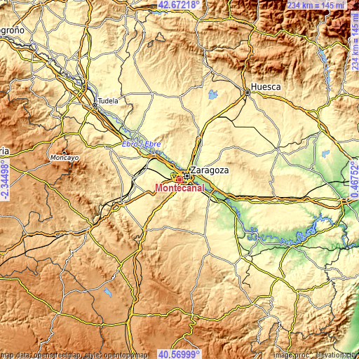 Topographic map of Montecanal