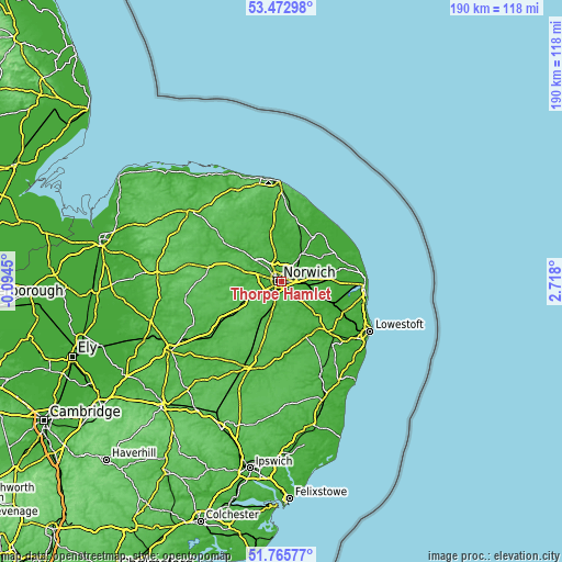 Topographic map of Thorpe Hamlet