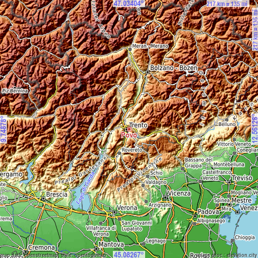 Topographic map of Povo