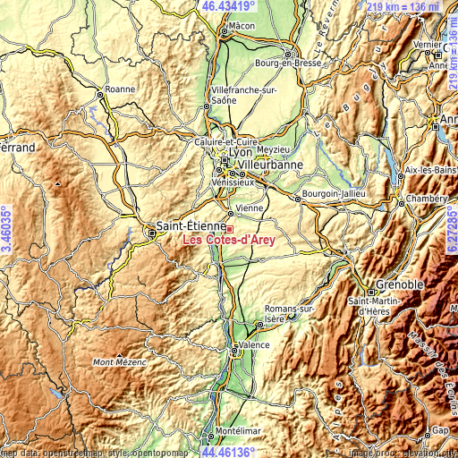 Topographic map of Les Côtes-d'Arey