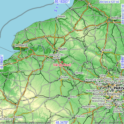 Topographic map of Val-de-Reuil